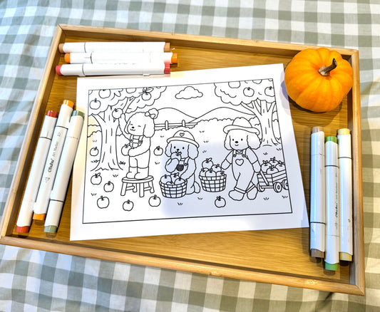 🍎 Free Fall Apple Picking Coloring Page (Digital Download)